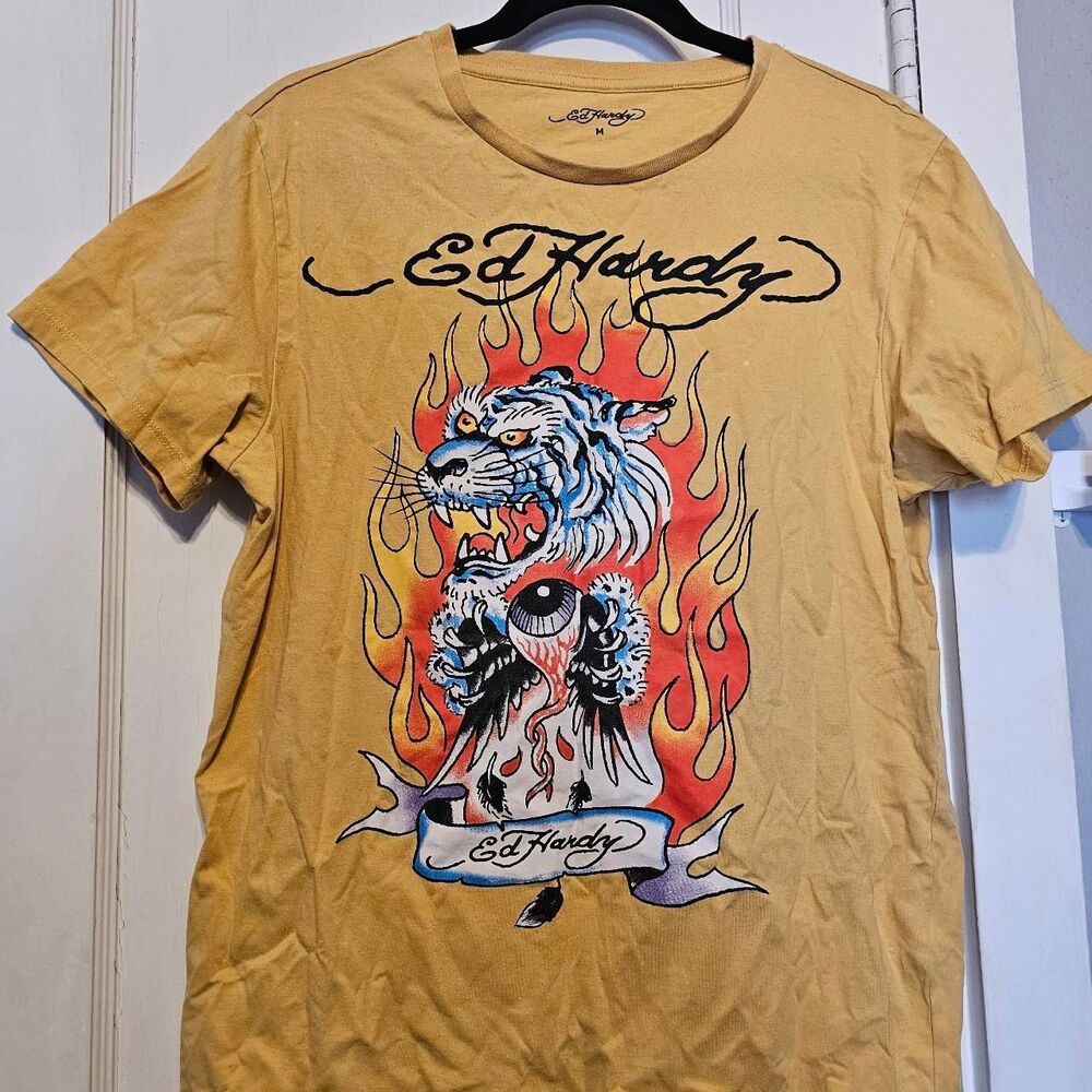 Ed Hardy Women's Yellow T-shirt
